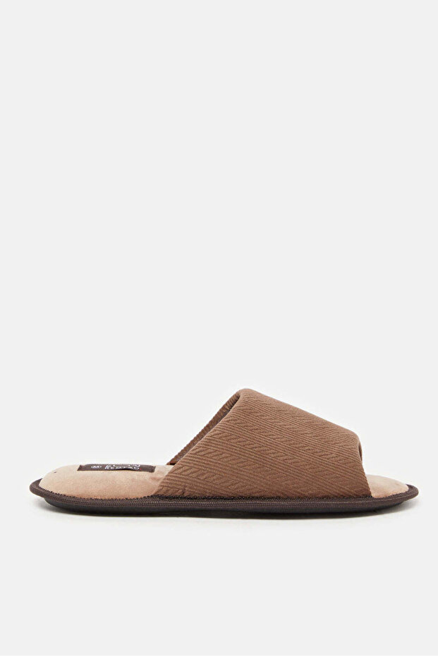 Men Brown Embossed Slipper
