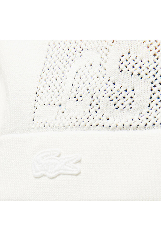 Kadın Kısa Kollu Bisiklet Yaka Desenli Beyaz Triko - 5