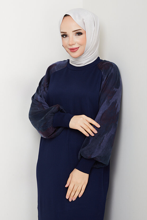 Women's Sleeve Silk Cupra Mercerized Knitwear Dress