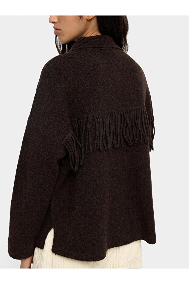 Saçaklı Örme Hırka - 5