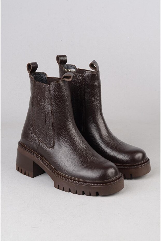Select 2562 Thick Sole Genuine Leather Women's Boots Brown