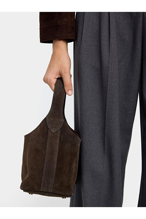 Süet Bucket Çanta - 4