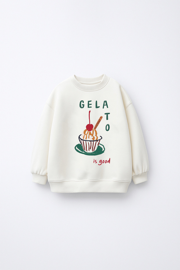 Children's Unisex Gelato Printed Sweatshirt with Fleece Inside