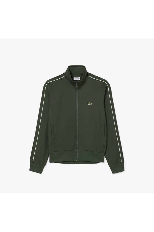 Erkek Regular Fit Fermuarlı Koyu Yeşil Sweatshirt - 4