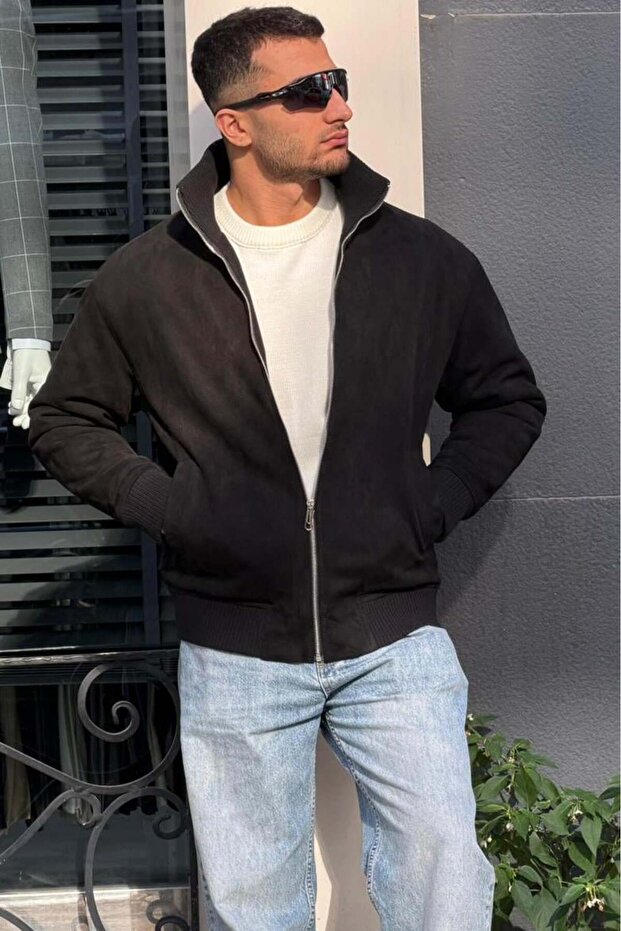 X-2021 Ribanalı İçi Kapitone Süet Mont - 5