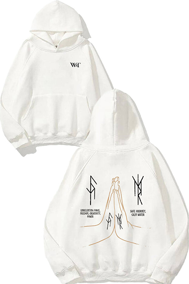 That Had Us Wishing Design Back Printed White Hooded Sweatshirt