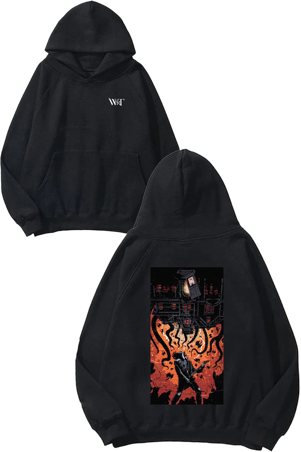 Metal 1 Design Back Printed Black Hooded Sweatshirt