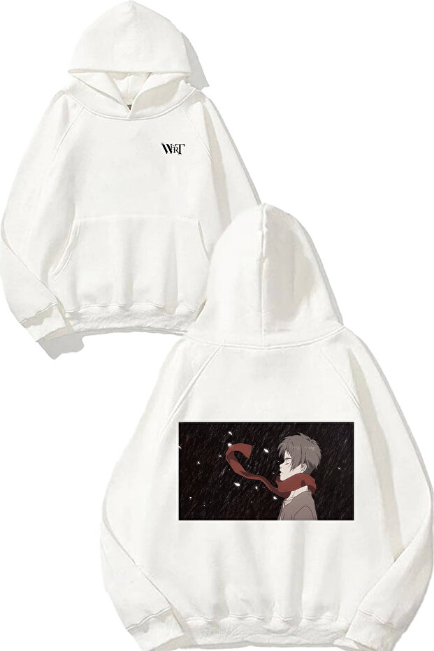 Attack on Titan Scrf Design Backpack Printed White Hooded Sweatshirt