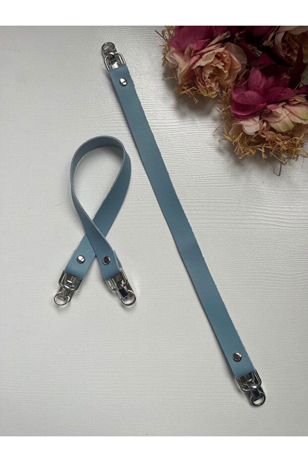 Silver Color Detailed Faux Leather Handle for Knitted Bags