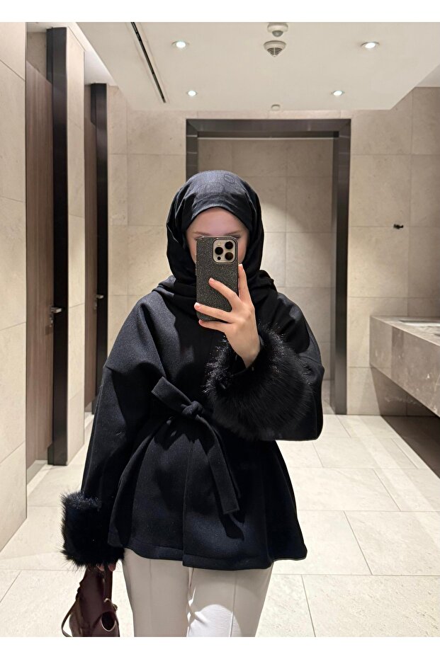Black Fur Trimmed Jacket