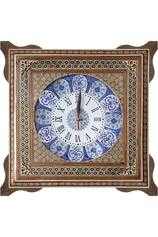Handmade Traditional Blue Wall Clock Silent Non Ticking 41 x 41 cm-B0DFWCZMXQ