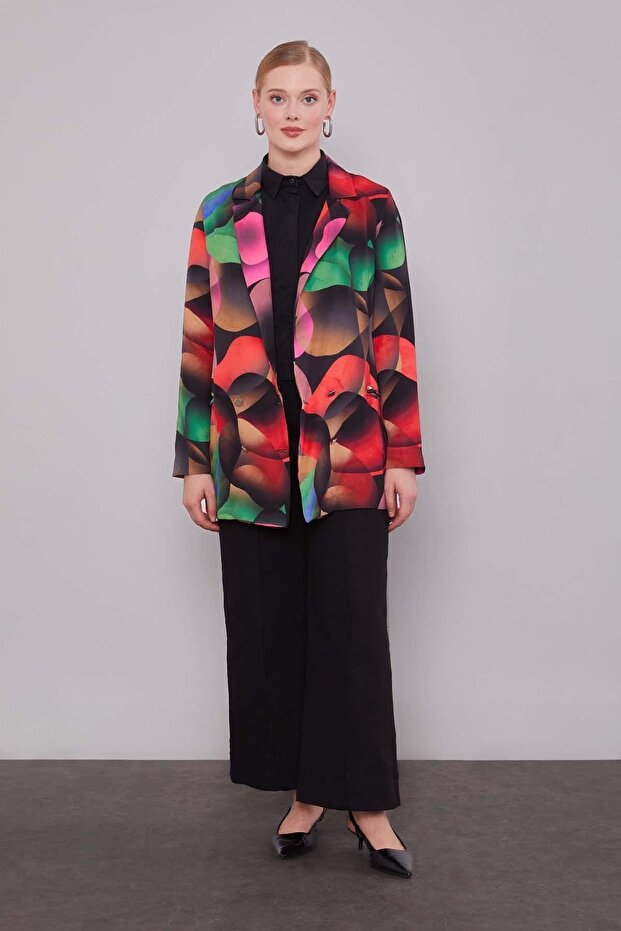 سترة سوداء منقوشة بأزرار على الجهتين - 1