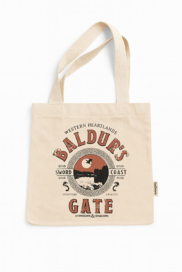 Dungeons & Dragons Baldur's Gate Printed Canvas Tote Bag with Velcro and Inner Pocket