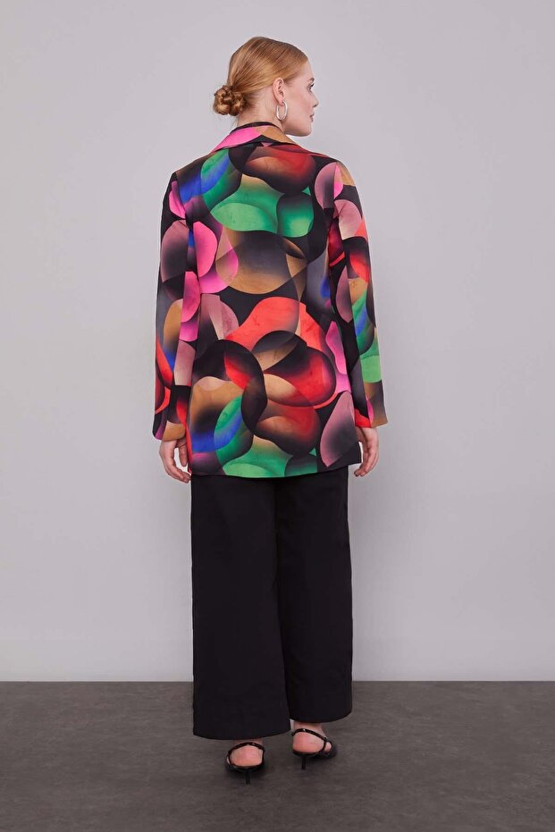 سترة سوداء منقوشة بأزرار على الجهتين - 5