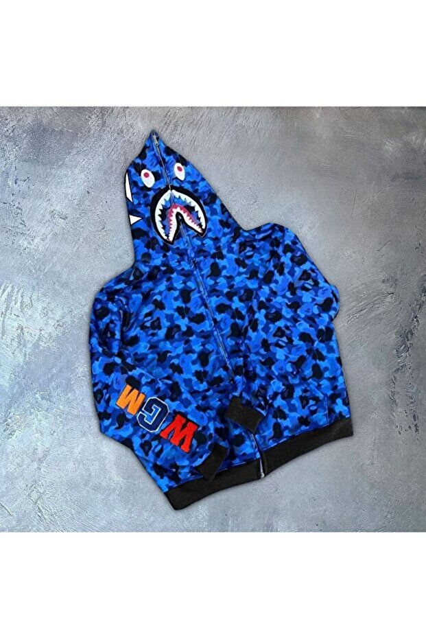 Bape Cardigan Embroidered Two Thread Oversize Zippered Kangaroo Pocket Seasonal Cardigan