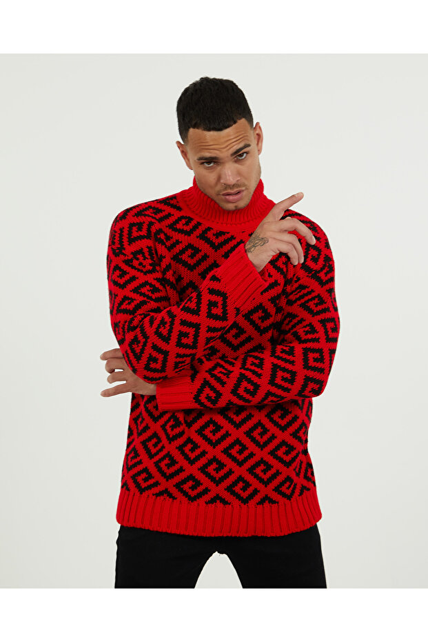 Oversized Balıkçıyaka Sweater Cotton Relaxed Fit High Neck Knitwear