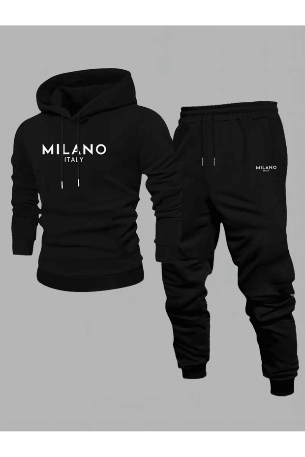 Men's Hooded Tracksuit Set with the Inscription'Milano Italy'