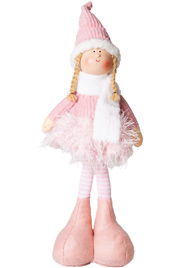 Christmas Ornament, Standing Fairy Figure, Pink - Tutu Skirt, 17X44 cm