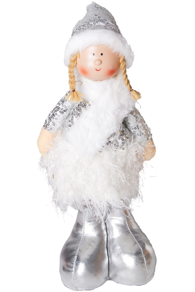 Christmas Ornament, Standing Fairy Figure, Silver - 17X44 cm