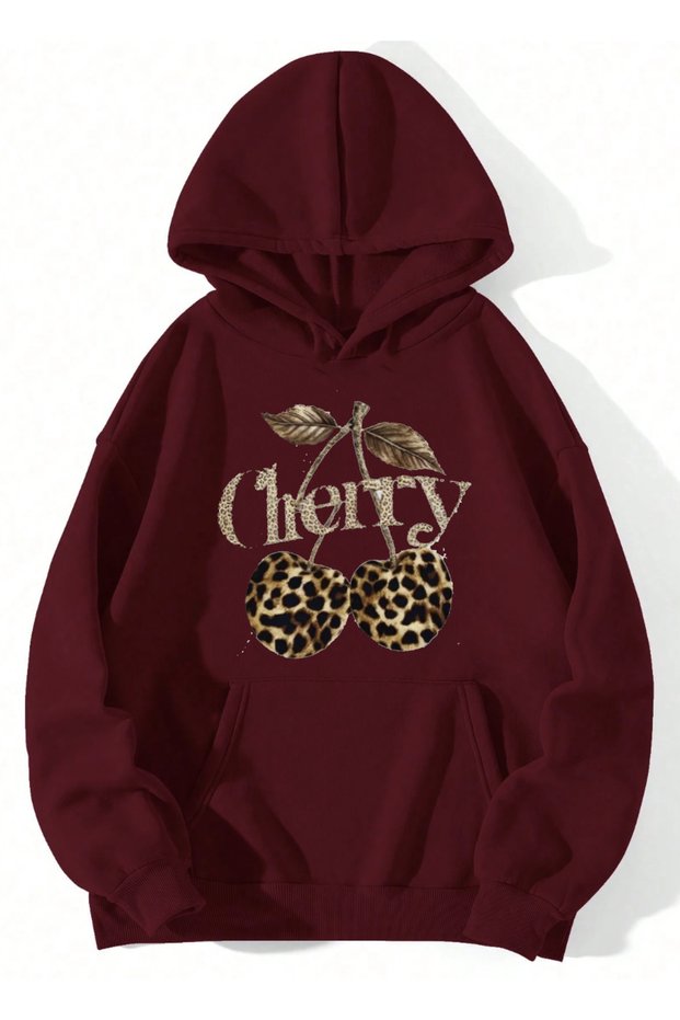 Unisex Women/Men Cherry Custom Printed Color Oversized Hoodie Cotton Sweatshirt