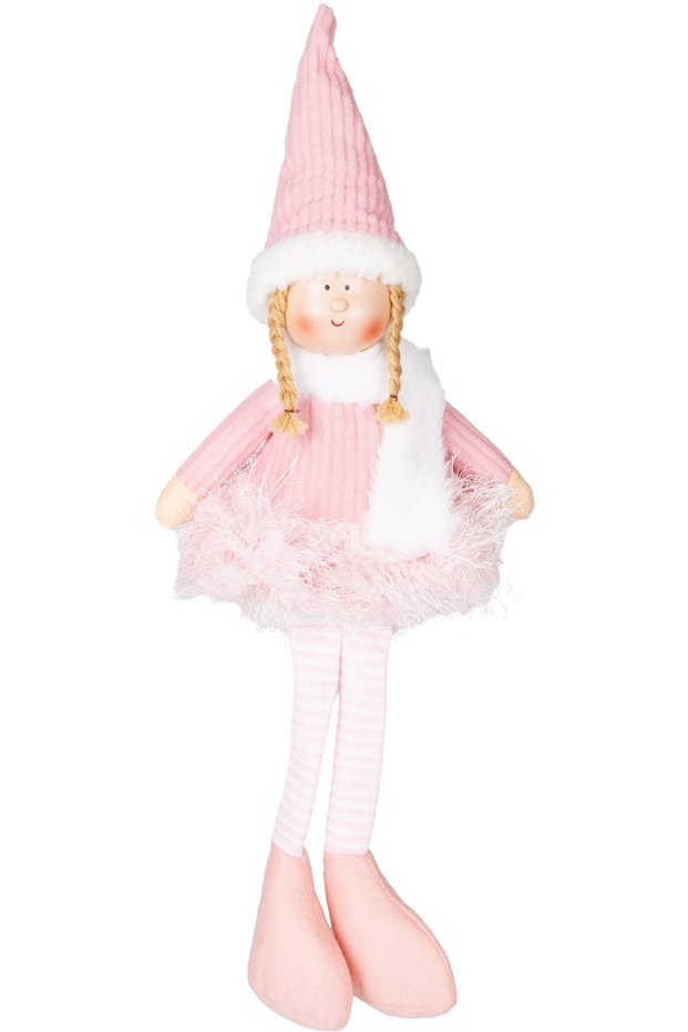 Christmas Ornament, Sitting Fairy Figure, Pink - Tutu Skirt, 17X53 cm