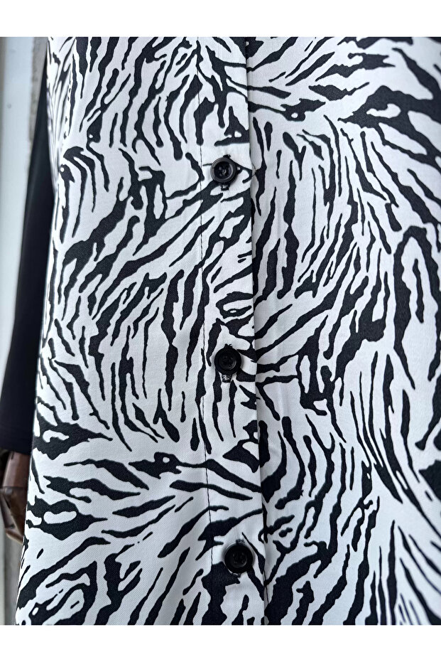 Zebra Desen Oversize Gömlek - 6