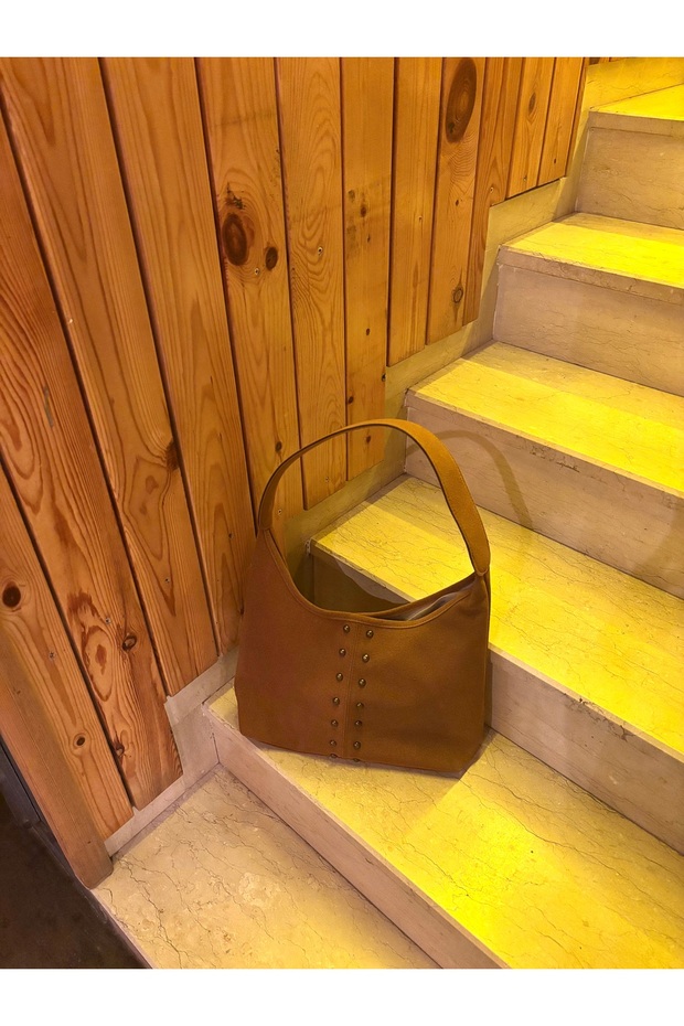 Süet taba omuz çantası - 1