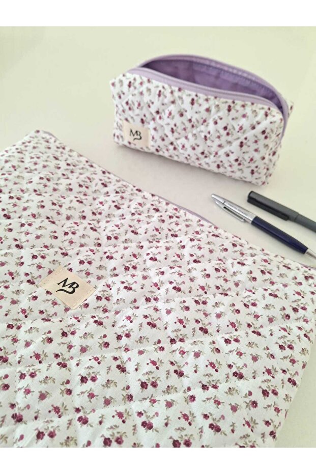 Purple Crispy Flower Laptop Sleeve - Pen Pouch Set (15-16 Inch)