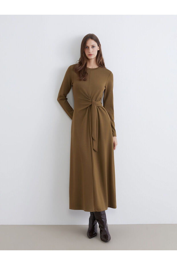Özmarka New Season Crew Neck Waist-Fitted Dress