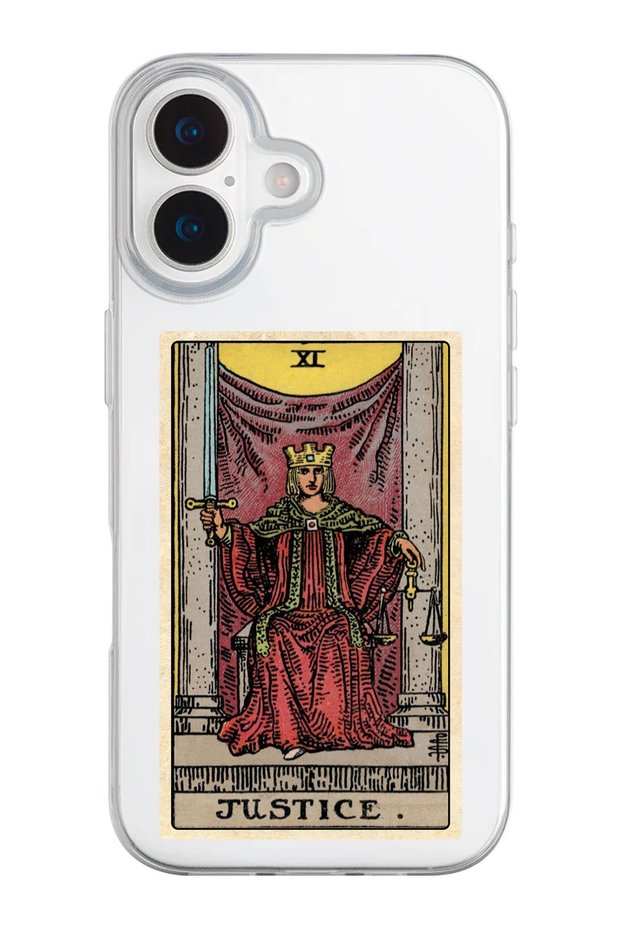 حافظة هاتف من السيليكون الشفاف بنمط Justice Tarot متوافقة مع هاتف iPhone 17