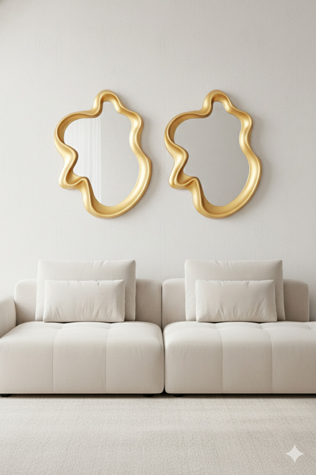 Elegant mirror set with a luxurious frame, adding a touch of sophistication to any space. 67 x 49 cm - 2