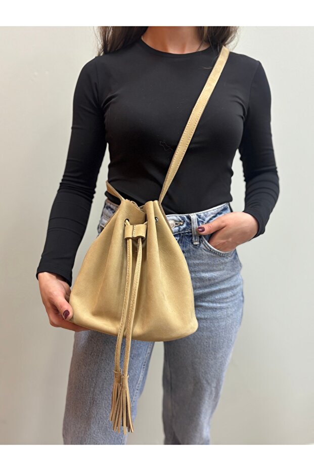 Urban Series Genuine Nubuck Leather Tasseled Puppy Women's Bag