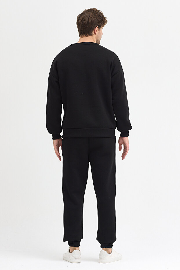 Men's Oversized Crew Neck Tracksuit Set Cotton Basic 3 Thread - 5