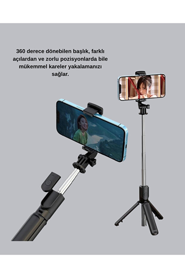 عصا سيلفي بلوتوث – 360 °   رأس قابل للدوران، اتصال لاسلكي - 2