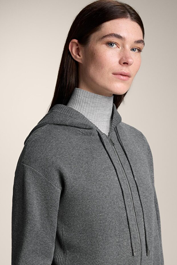 Kapüşonlu örgü ceket - 3