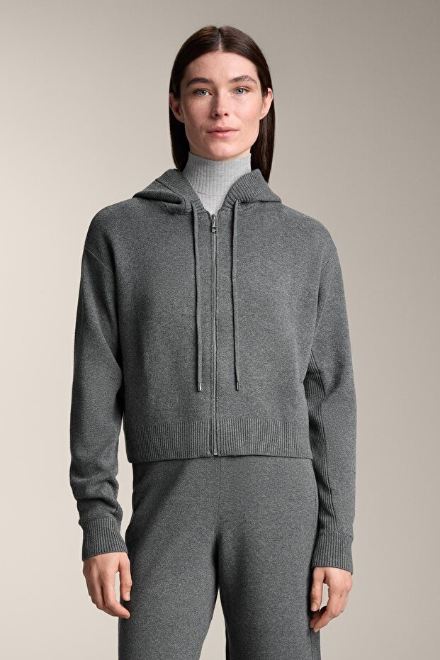 Kapüşonlu örgü ceket - 1