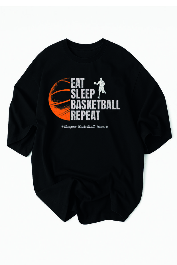 Eat Sleep Basketball Repeat Usa Sports Team Oversized 100% Cotton- Premium Tshirt