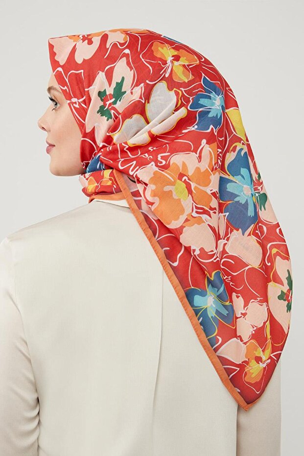 وشاح قطني ناعم بنمط البرسيم الأحمر - 3