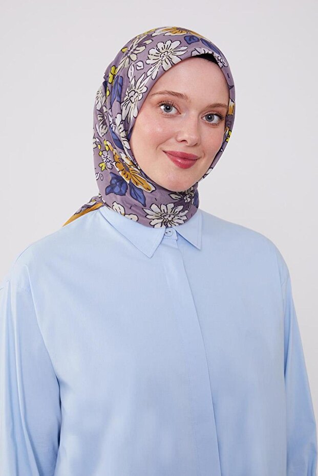 وشاح قطني بالخردل والأقحوان