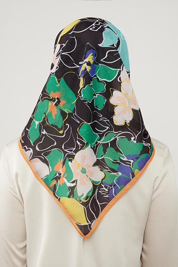 وشاح قطني ناعم بنمط البرسيم الأسود - 4