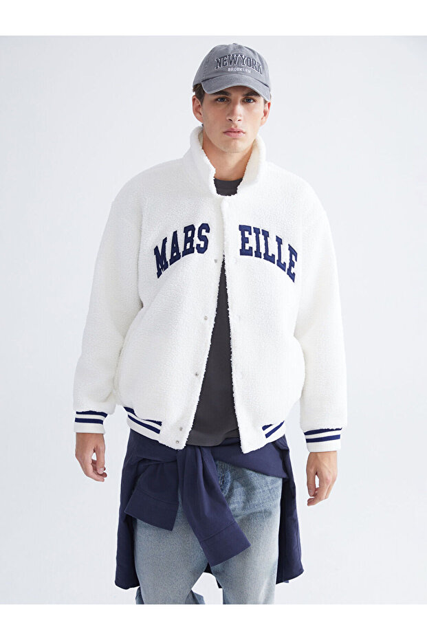 Xside Standard Fit Polo Neck Plush Men's Cardigan