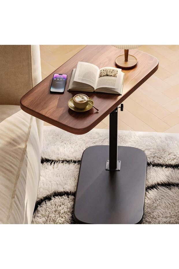 End Table, C-Shaped Small Side Table, Adjustable Height 360°Swivel Couch Tables - 1
