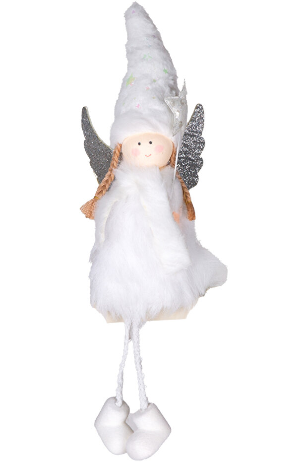 Christmas Ornament, with Fairy Figure, White - 11X34 cm
