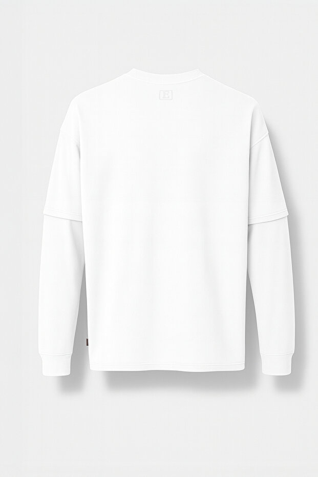 Çift Kollu Basic Oversize Tişört - 2