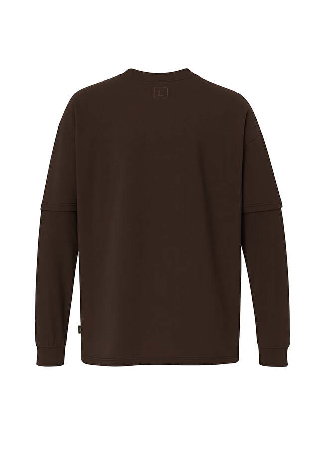 Çift Kollu Basic Oversize Tişört - 2