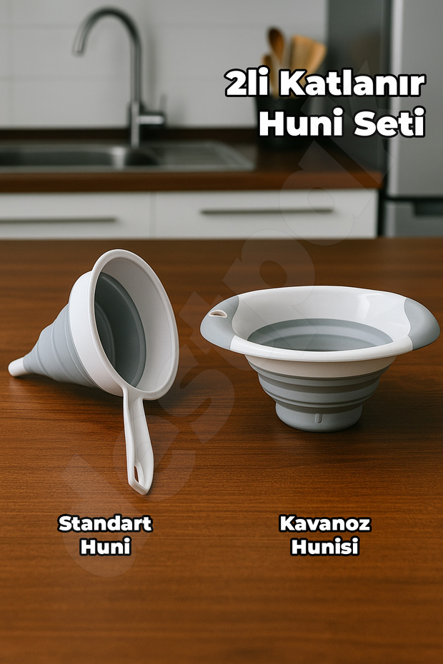 2-Piece Collapsible Funnel Set - Accordion Handle Funnel and Jar Funnel - Foldable, Does Not Take up Space - 1