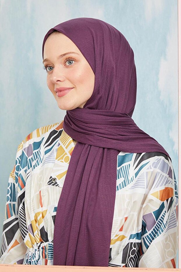 Dark Purple Five Combed Cotton Shawl