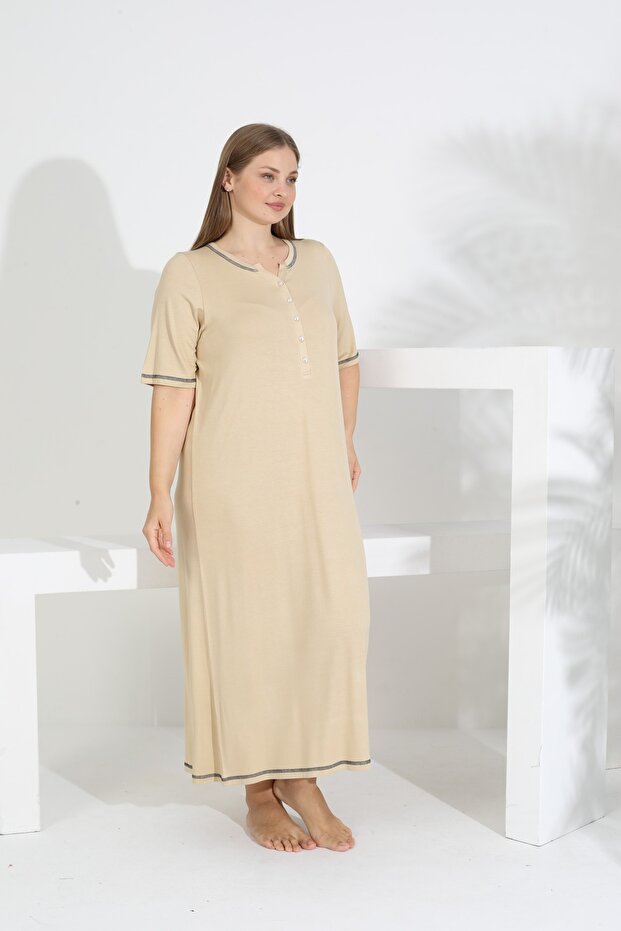 Kadın Bambu Kısa Kol Gecelik - 3