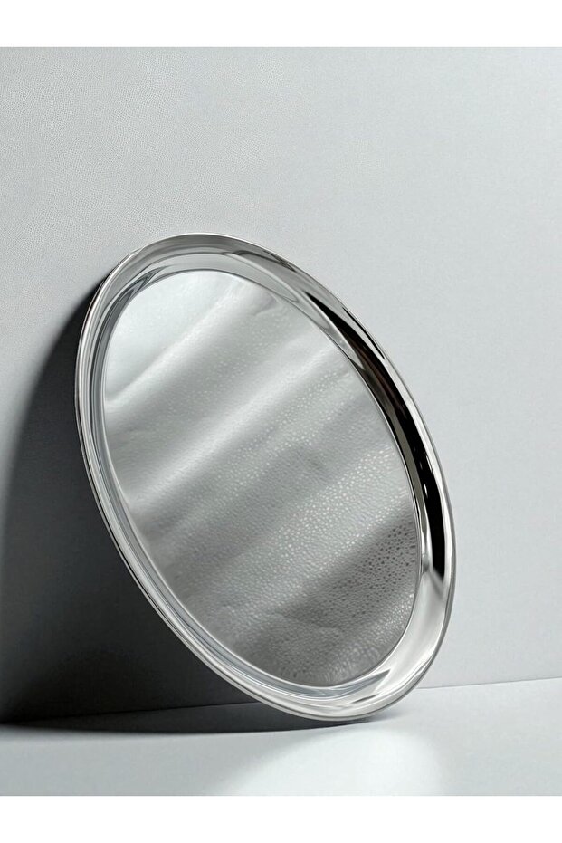 Chrome-Plated Iron Oval Serving Tray, Traditional Style, Decor