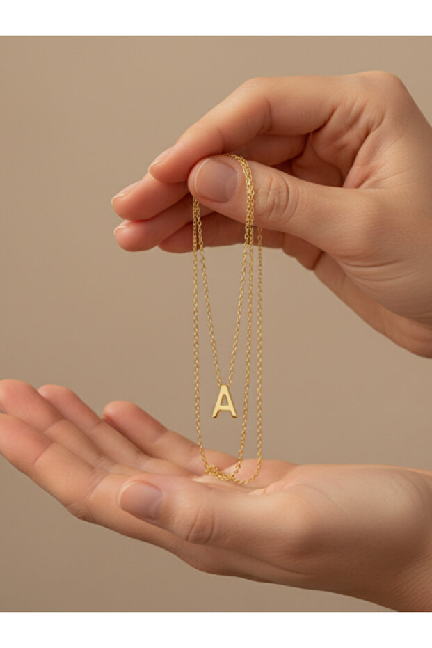 925 Ayar Baş Harf Gümüş Kolye (Silver) - 3